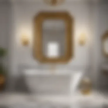 Elegant Marble and Gold Accents Elegant bathroom featuring marble finishes and golden accents