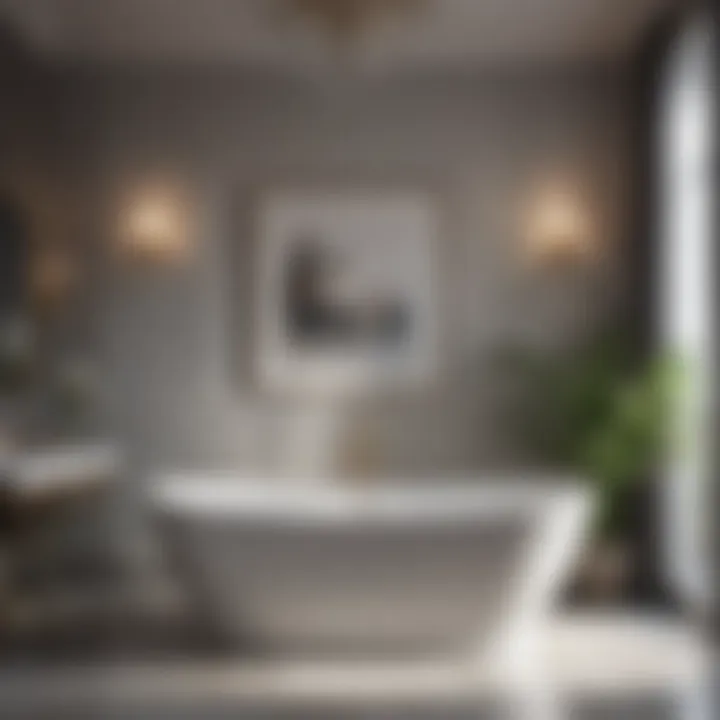 Luxurious freestanding tub surrounded by stylish decor