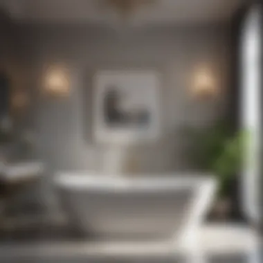Stylish Decor around a Freestanding Tub Luxurious freestanding tub surrounded by stylish decor