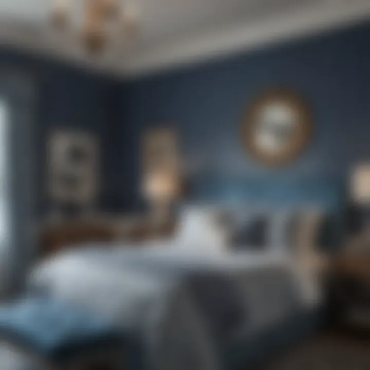 Calming blue tones in a master bedroom