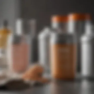 Materials Comparison for Containers Variety of materials used for laundry powder containers displayed together.