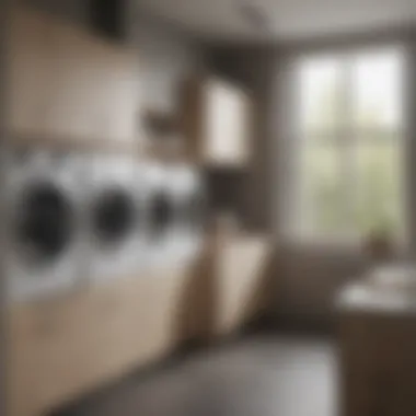 Modern laundry room design featuring functional cabinets