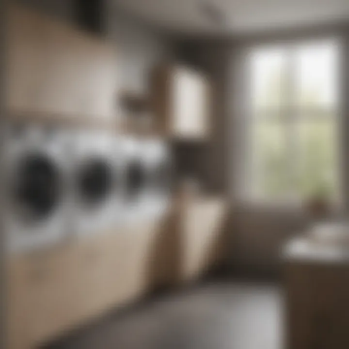 Modern laundry room design featuring functional cabinets