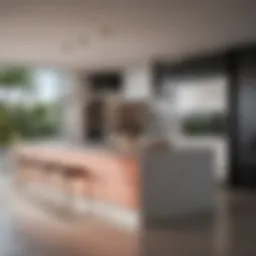 Modern kitchen design featuring sleek cabinetry and vibrant colors