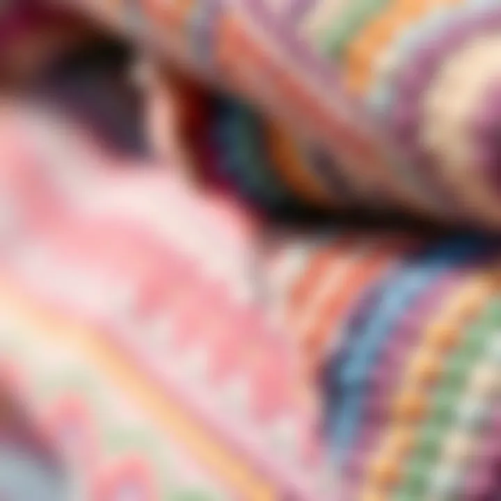 Intricate Fabric of Missoni Towels Close-up of the intricate fabric and vibrant colors of a Missoni bath towel.