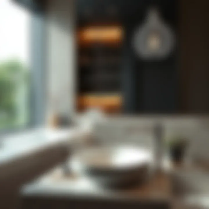 Contemporary Bathroom Design with Touchless Faucet Stylish modern bathroom featuring touchless faucet integration