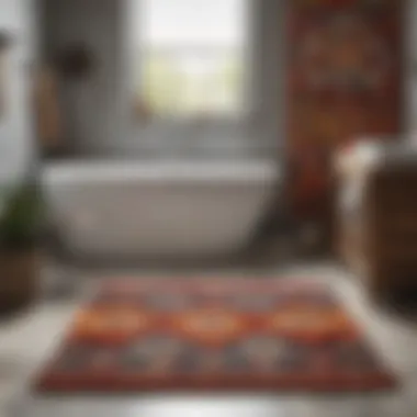 Traditional Navajo Design in Bath Mats A beautifully crafted Navajo bath mat showcasing traditional patterns and vibrant colors