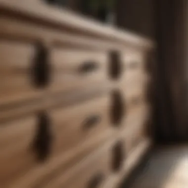 A wooden dresser showcasing natural grain and texture