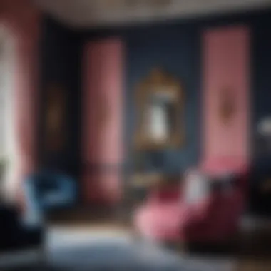 Chic Furnishings in Navy Blue and Pink Stylish furnishings in navy blue and pink tones
