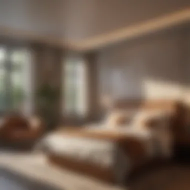 Cozy Bedroom with Warm Lighting A cozy bedroom illuminated with warm lighting