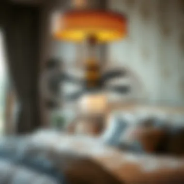 Stylish Oscillating Fan Complementing Bedroom Decor A stylish oscillating fan that enhances bedroom decor