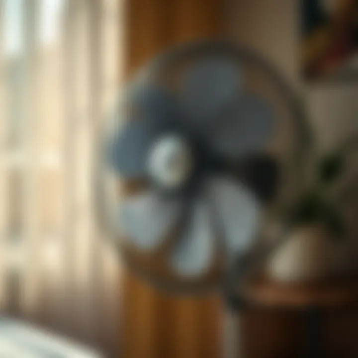 Features of Oscillating Fan An oscillating fan showcasing its features and controls