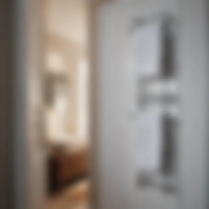 Elegant towel rack mounted behind a bathroom door