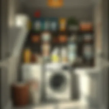 Innovative Arrangements for Supplies An innovative arrangement of laundry supplies within well-designed containers.