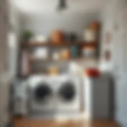 A beautifully organized laundry room showcasing various stylish storage containers.