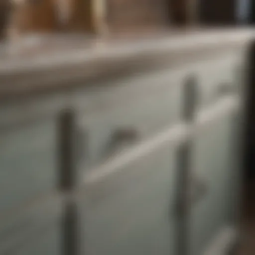 Close-up of freshly painted vanity showcasing chalk paint texture