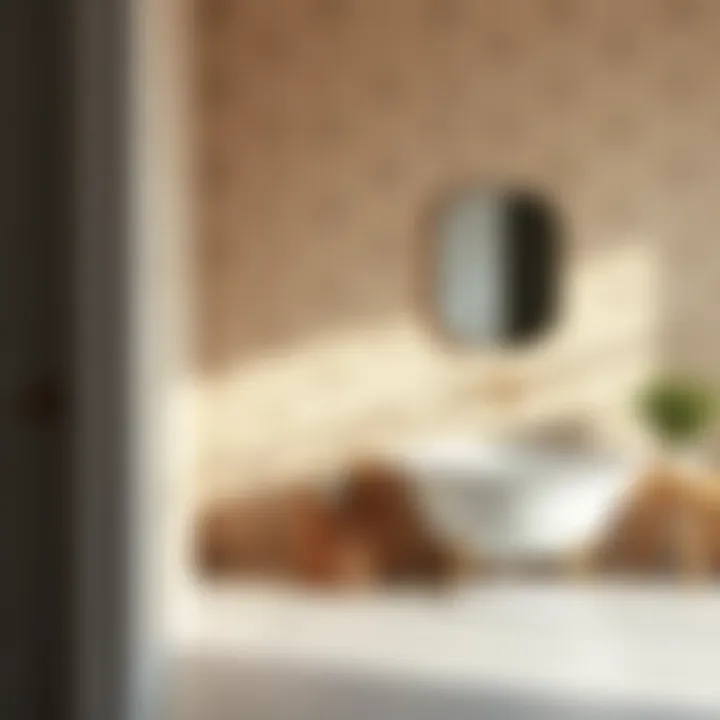 Textured Peel and Stick Wallpaper for Bathrooms A close-up of textured peel and stick wallpaper in a bathroom setting