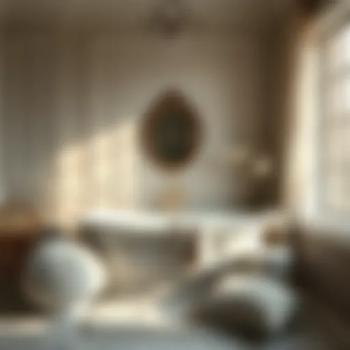 Elegant bathtub surrounded by plush textiles