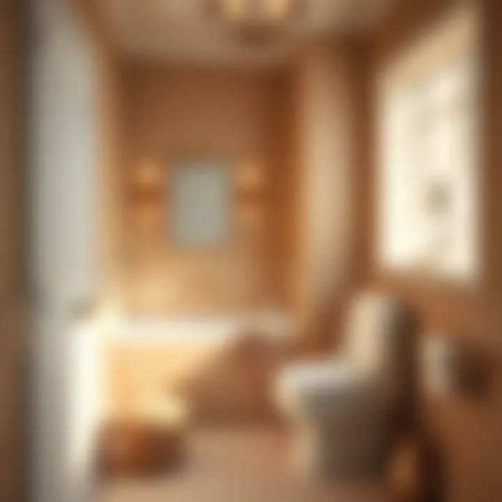 Elegant small bathroom showcasing warm beige hues