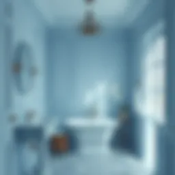 Stylish small bathroom with soft blue tones