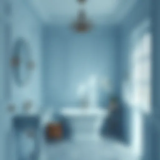 Stylish small bathroom with soft blue tones