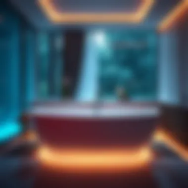 Relaxing atmosphere created by a heated whirlpool bathtub with ambient lighting