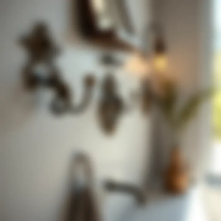 Elegant Metal Hooks Enhancing Bathroom Aesthetics Elegant metal wall hooks complementing a bathroom's decor