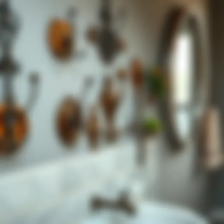 Varied Styles of Rustic Hooks for Diverse Spaces Arrangement of various styles of rustic hooks on a bathroom wall