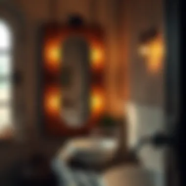 Cozy Bathroom with Ambient Lighting Cozy bathroom setting with ambient lighting reflecting off a mirror