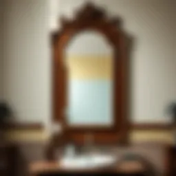 Elegant rustic wood framed mirror above a vintage sink