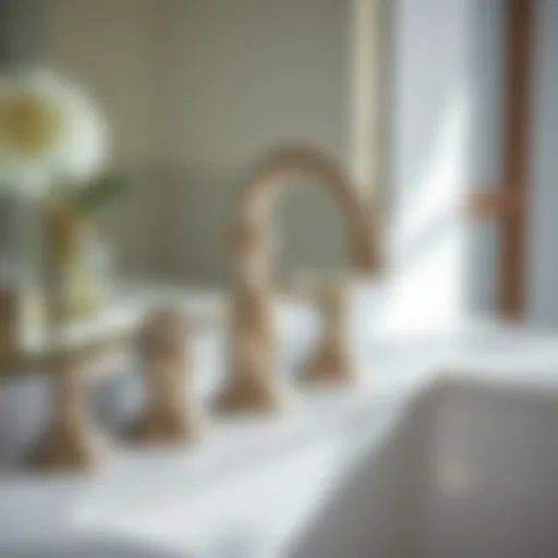 Elegant satin nickel widespread bathroom faucet design