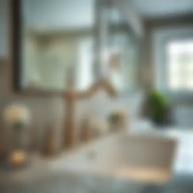 Aesthetic Integration of Faucet in Bathroom Aesthetic integration of satin nickel faucet in bathroom decor