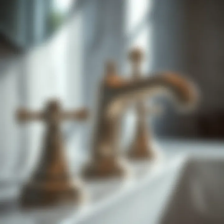 Details of Satin Nickel Finish Close-up of satin nickel faucet showcasing finish and details