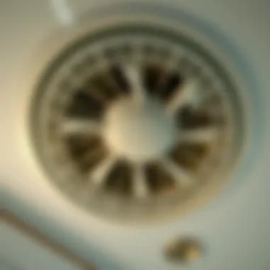 Energy-Efficient Bathroom Fan Technology Close-up of a bathroom fan showcasing energy-efficient technology.