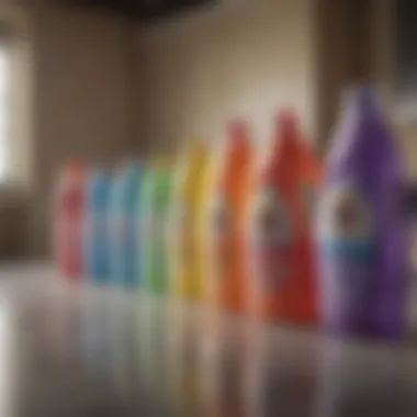 Variety of Laundry Detergents Colorful bottles of laundry detergent lined up