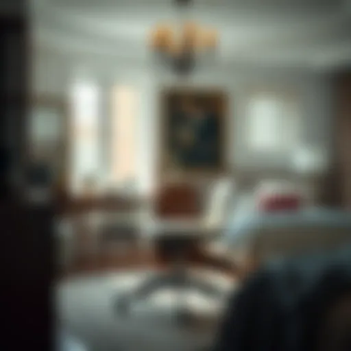 Elegant small office chair in a cozy bedroom setup