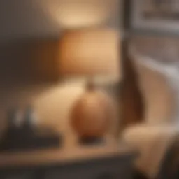 Soft bedside lamp casting a warm glow