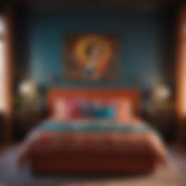 Infusing Personality with Vibrant Colors and Art Stylish spare bedroom showcasing vibrant colors and unique artwork