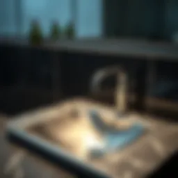 Sleek stainless bathroom sink with modern faucet