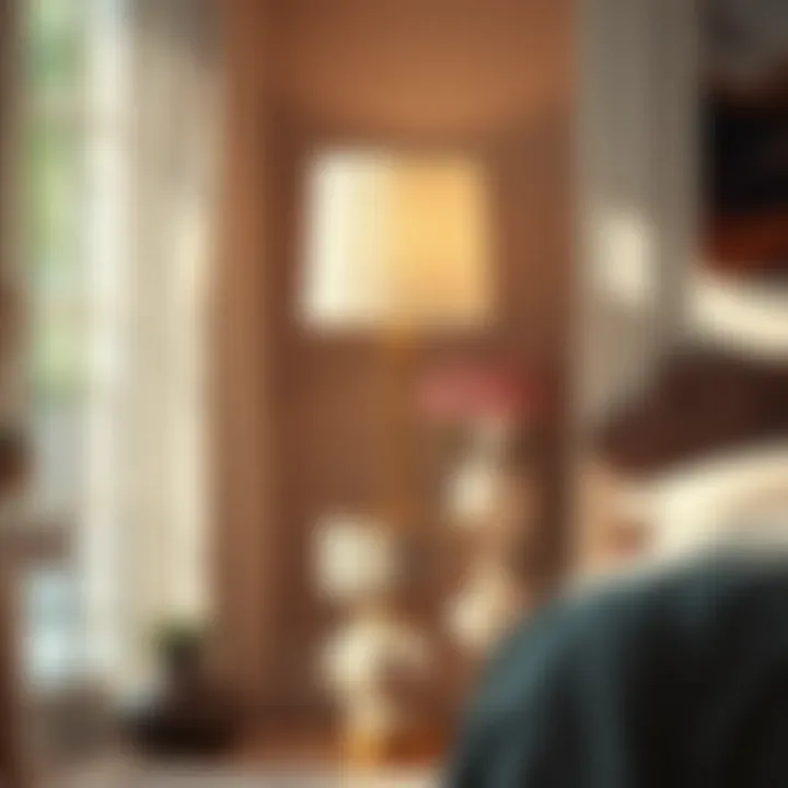 Floor Lamp Elegance Elegant floor lamp in a cozy bedroom setting