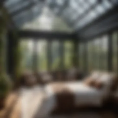 A beautifully designed sunroom bedroom showcasing large windows and natural light