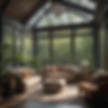 Cozy Sunroom Bedroom Interior Interior view of a sunroom bedroom with cozy furnishings and serene decor