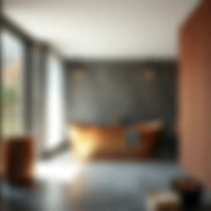 Installation process of a hand hammered copper bathtub in a modern setting