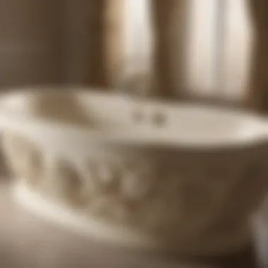 Detailed view of an ivory bathtub's craftsmanship