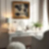 Elegant white bedroom desk with accessories