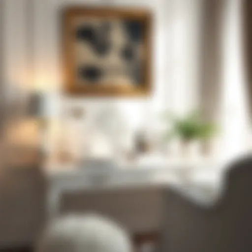 Elegant white bedroom desk with accessories