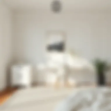 Minimalist white desk in calming bedroom environment
