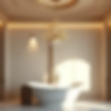 Elegant chandelier placement above a freestanding bathtub