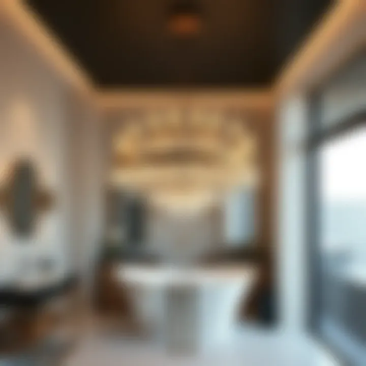 Modern minimalist chandelier design enhancing bathroom aesthetics