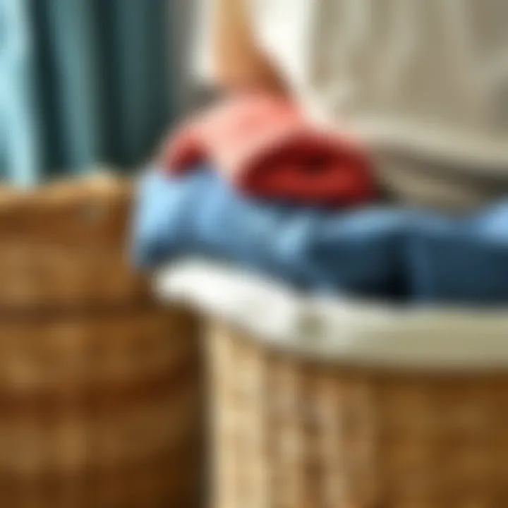 Sustainable Materials for Laundry Baskets Close-up of eco-friendly laundry basket materials